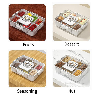 Bivpreom Snackle Box Container With Ice Pack，Chilled Serving Tray，Snackle Box With Ice Pack & Lid & 8 Compartments