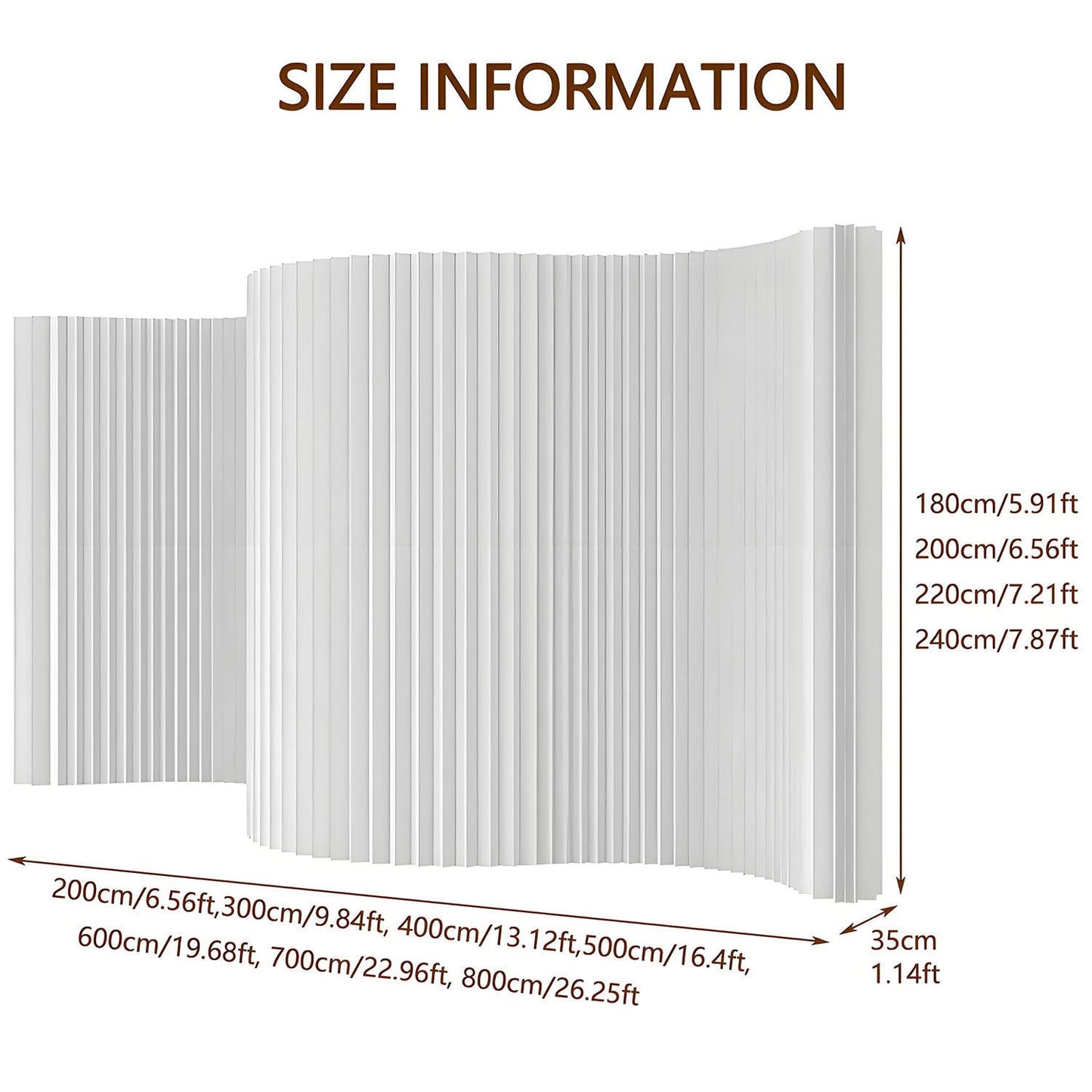 Portable Room Divider Wall, Foldable Room Partition, Adjustable Paper Privacy Screen, Folding Wall Dividers for Room Separation, Decorative Privacy Divider for Home Office Nursery Studio White-7x2m