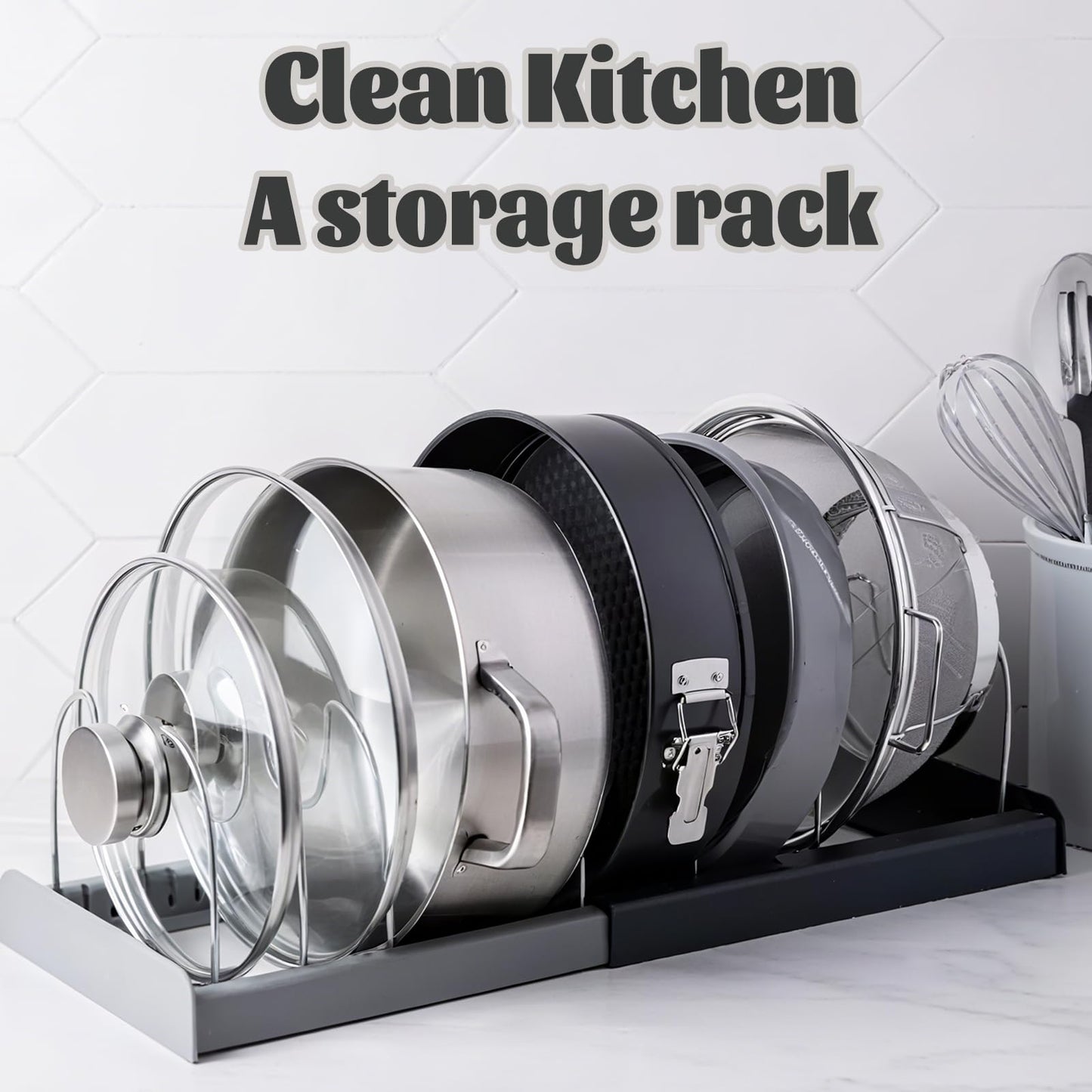 BOBOAR Pot Lid Rack and Baking Pan Cookware Storage Organizers Inside Cabinet for Under Cabinet