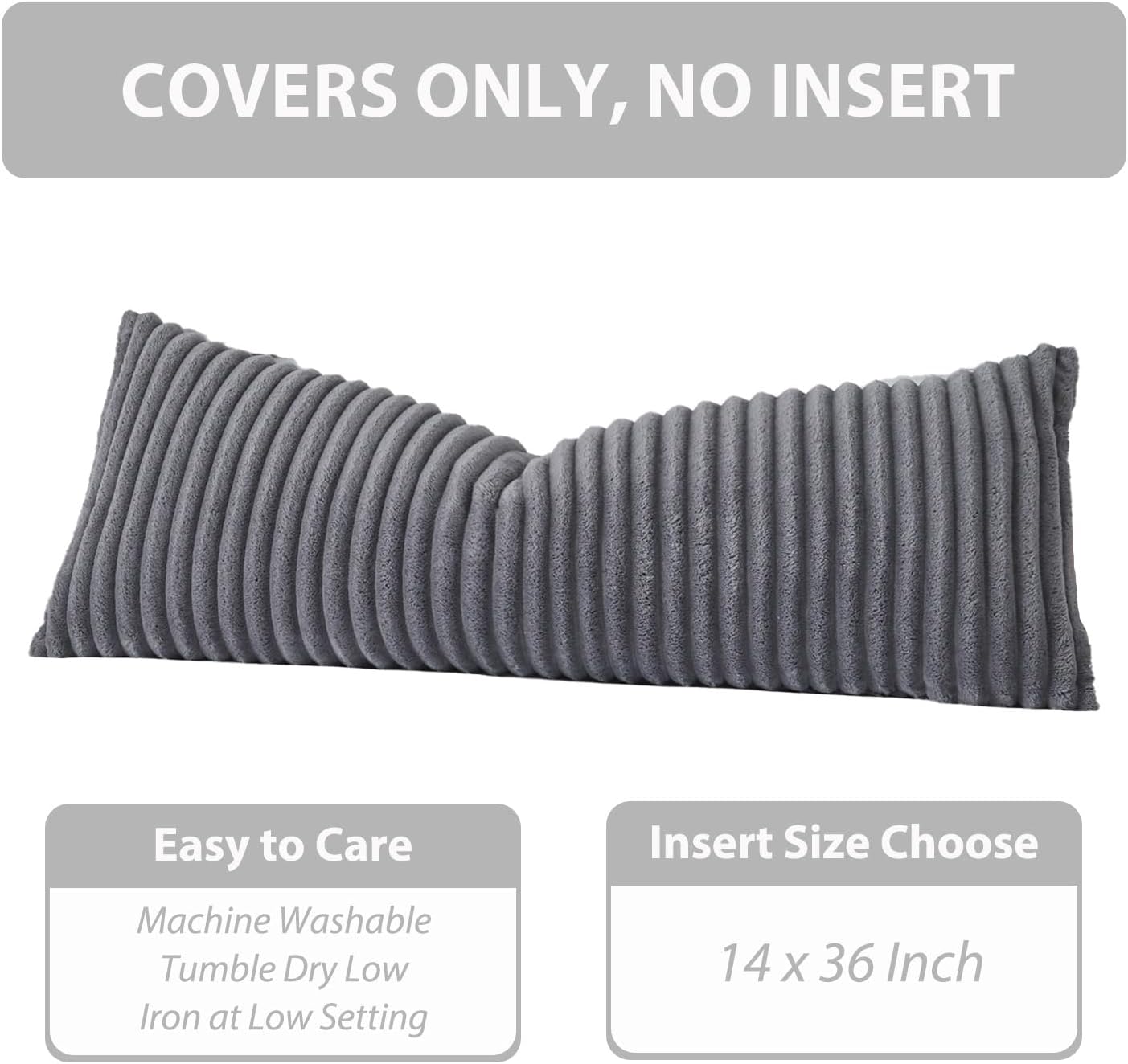 14x36 Inch Set 1 UGASA Long Lumbar Throw Pillow Cover of Super Soft Faux Fur Decorative Pillow Case Plush Flannel