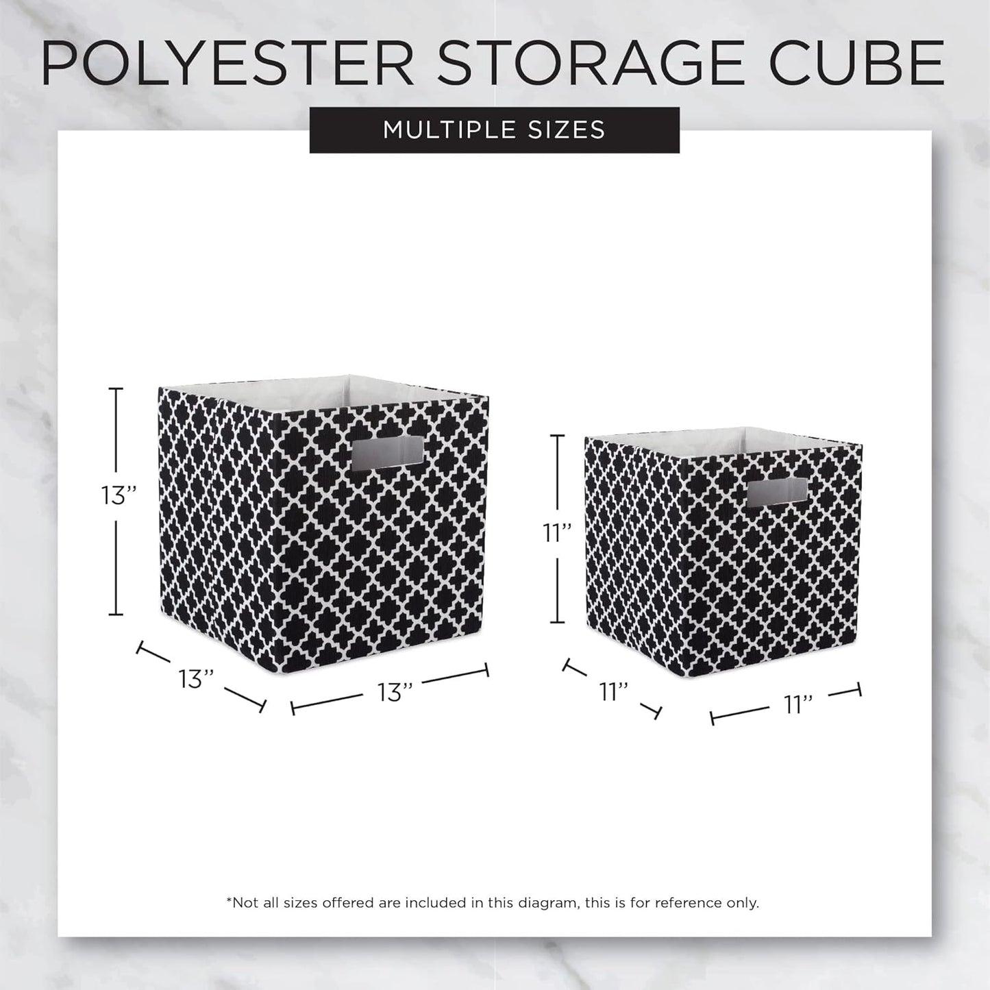 DII Non Woven Fabric Storage Bin Collection, Collapsible Organizer Cube, Small Set, Black, 2 Count