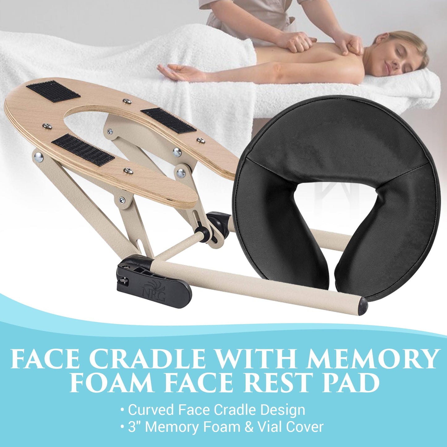 NRG Karma Professsional Massage Table Package - Portable Massage Bed Portable Massage Table Reiki Table Spa Beds & Tables - Includes Face Cradle, Double Wheel Knobs & Carrying Case - Black
