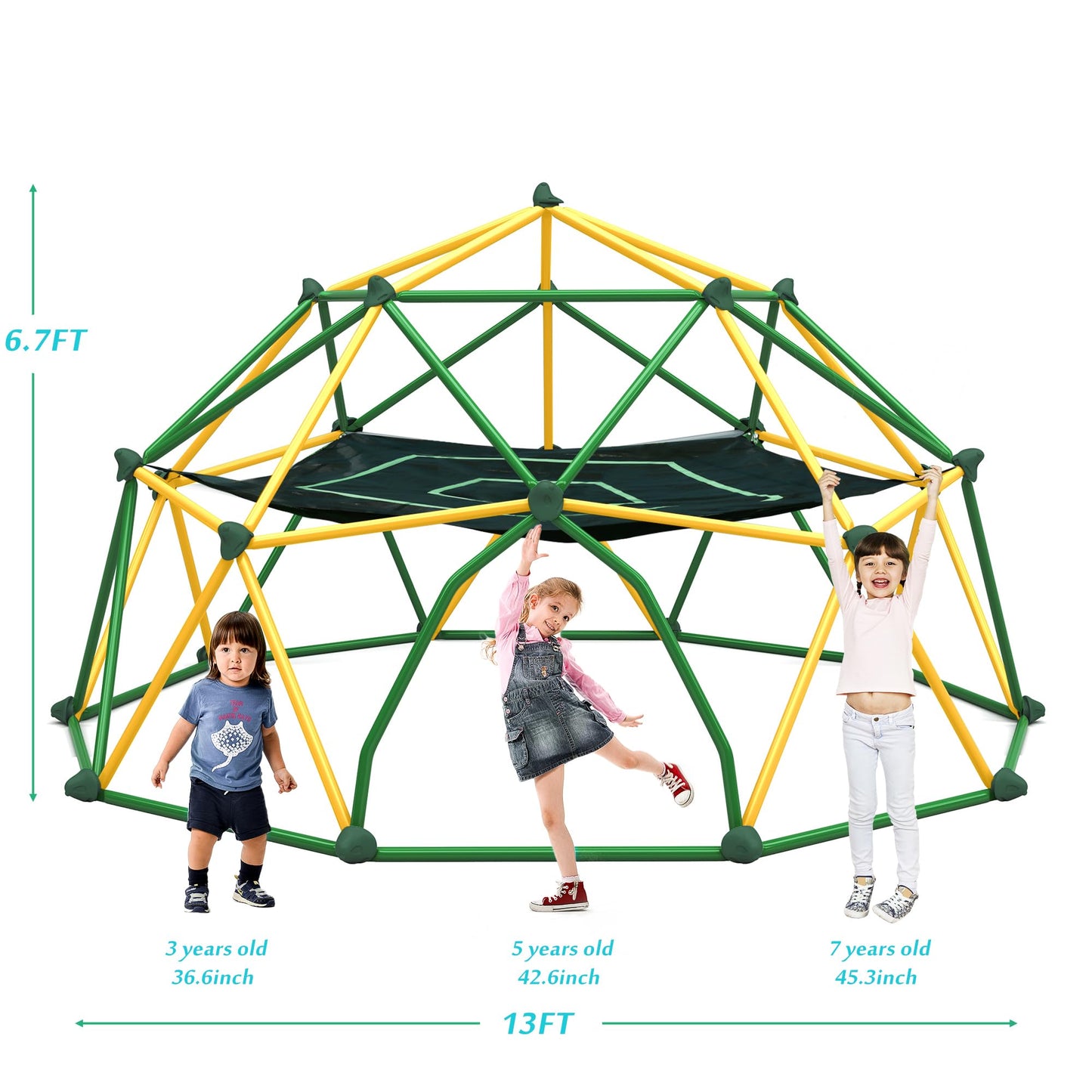 Merax 13FT Climbing Dome with Hammock, Outdoor Geometric Dome Climber Play Center for Kids 3-10 Supporting 1000 lbs, Easy Assembly Jungle Gym