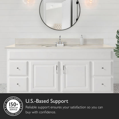 Design House Cultured Marble Vanity Top, 61 in W x 22 in D, Integrated 4 in Centerset Oval Sink & Backsplash, Ivory Swirl, 597419