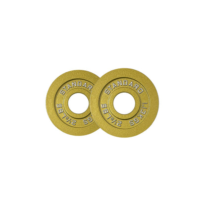 Gold Finish Olympic Steel Plates - Pairs and Sets 2 Inch Barbell Standard in Premium Gold for Weight Lifting (175lb Set)