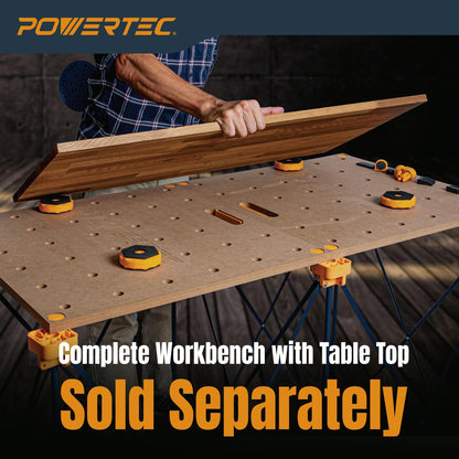 POWERTEC Arachni-Flex Workstation 4x6ft Portable & Collapsible Workstand - Heavy Duty Folding Work Table Base, 4500 lbs Capacity 36 Inch Work Height, No Assembly Mobile Workbench w/Carry Strap(71929V)