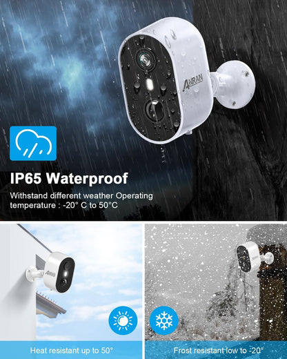 ANRAN 5MP Solar Security Cameras Wireless Outdoor for Home Security, Color Night Vision WiFi Surveillance Home Camera with Solar Panel, Spotlight, PIR Detection, 2-Way Talk, 2 Packs