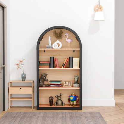 DiMorture 43" Tall Arched Bookshelf/Bookcase, 4-Tier Free-Standing Storage Shelves Bookshelves Organizer Rack for Books/CDs/Magazine, Home Library Organizer(Black)