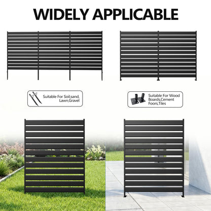 63" H×38" W（1 Panels） No Dig Metal Privacy Fence Panels for Air Conditioner Units, Can Also Hide The Pool Equipment, Black Outdoor Rustproof Trash Cans Privacy Screen