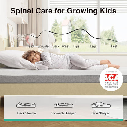 Novilla Twin XL Mattress - 8-Inch Memory Foam for Pressure Relief & Plush Comfort - Grey & White