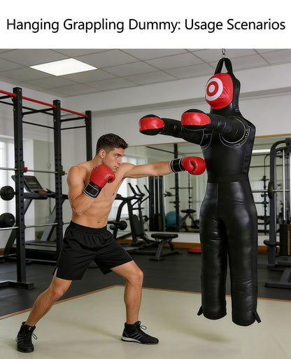 Hanging Grappling Dummy, Martial Arts Doll, MMA Wrestling Dummy, Durable Canvas Fabrics, Standing Sitting Laying Throwing, for Boxing Karate Training UNFILLED(160cm)