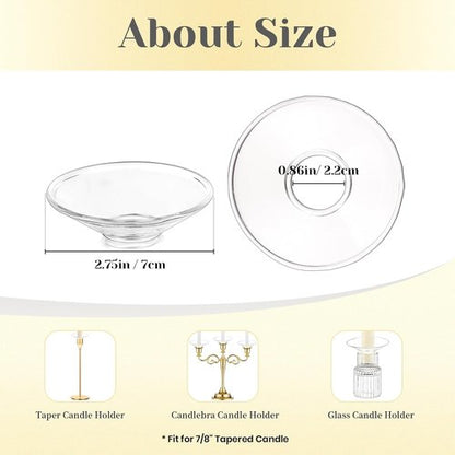 Hewory Glass Bobeches - 3 PCS Candle Drip Protectors for Taper Holders | Clear Round Design
