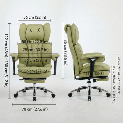 Efomao Big & Tall Executive Office Chair with Footrest - 400lbs Heavy Duty High Back PU Leather Desk Chair, Modern Ergonomic Reclining Computer Chair, Green