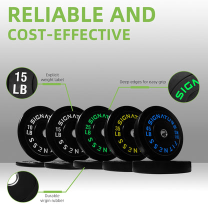 Fitvids 2" Olympic Bumper Weight Plates 260 LB Set, Colored