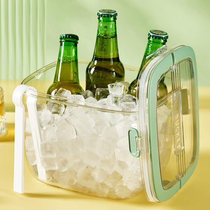Siuper 4QTS Ice Cube Storage Bin with Sealed Lid for Freezer Clear Ice Bucket w/ Tong for Bar Hotel Refrigerator Containers for Home Beverage Cooler for Whiskey Wine Beers Party Outdoor 8.5*6.6*7.4in