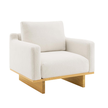 Christopher Knight Home Modern Minimalist Accent Chair with Solid Wood Frame Soft Cushions Spacious Seat Living Room Bedroom Reading Chair, White