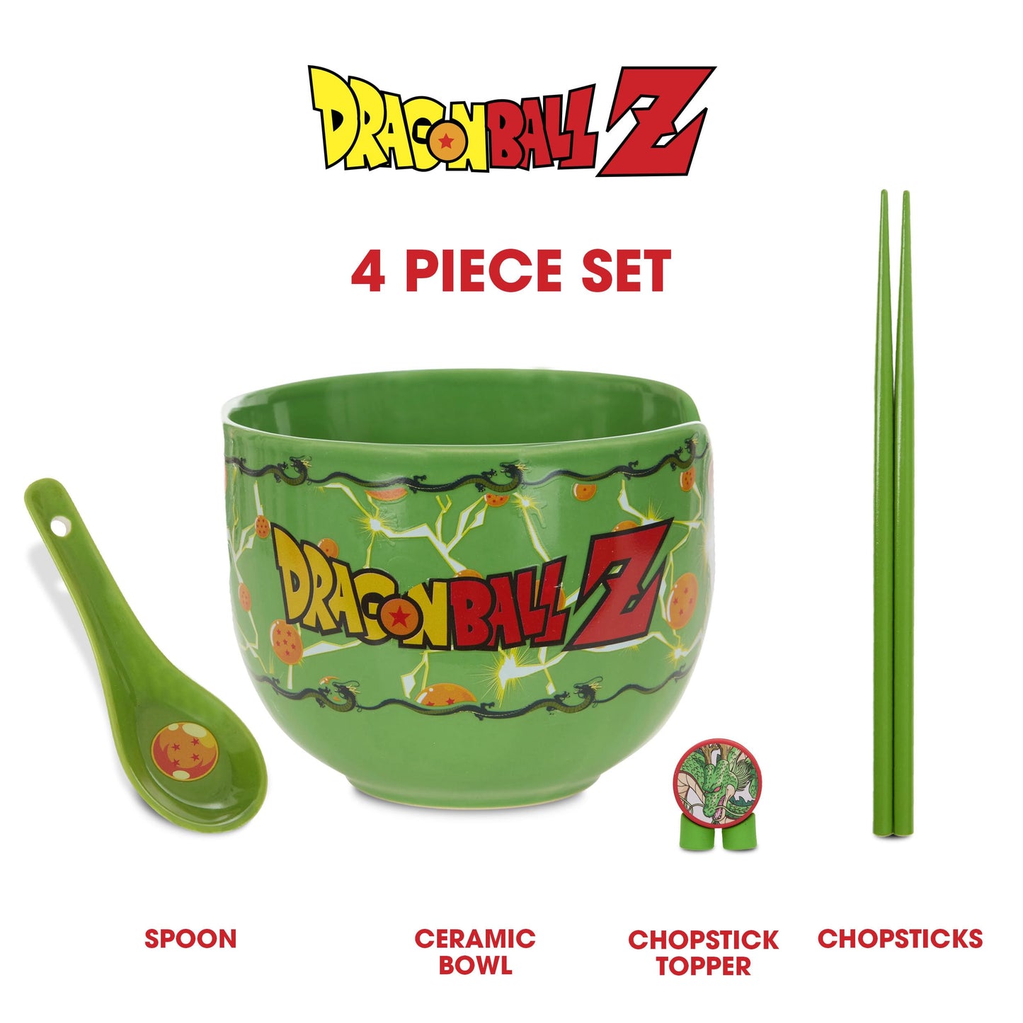 Culture Fly Dragon Ball Z Microwave Ramen Bowl Set with Chopsticks and Spoon, 20 oz Ceramic Instant Noodle Bowls with Chopsticks, Ramen Noodle Bowl, Rice Bowl Anime Gifts for Men