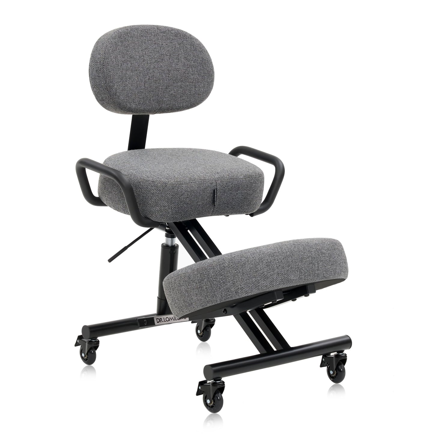 DR.LOMILOMI Ergonomic Kneeling Chair with Backrest, Improve Posture, Thick Cushions, Locking Wheels for Home & Office, AKONI 512B (Dim Grey)
