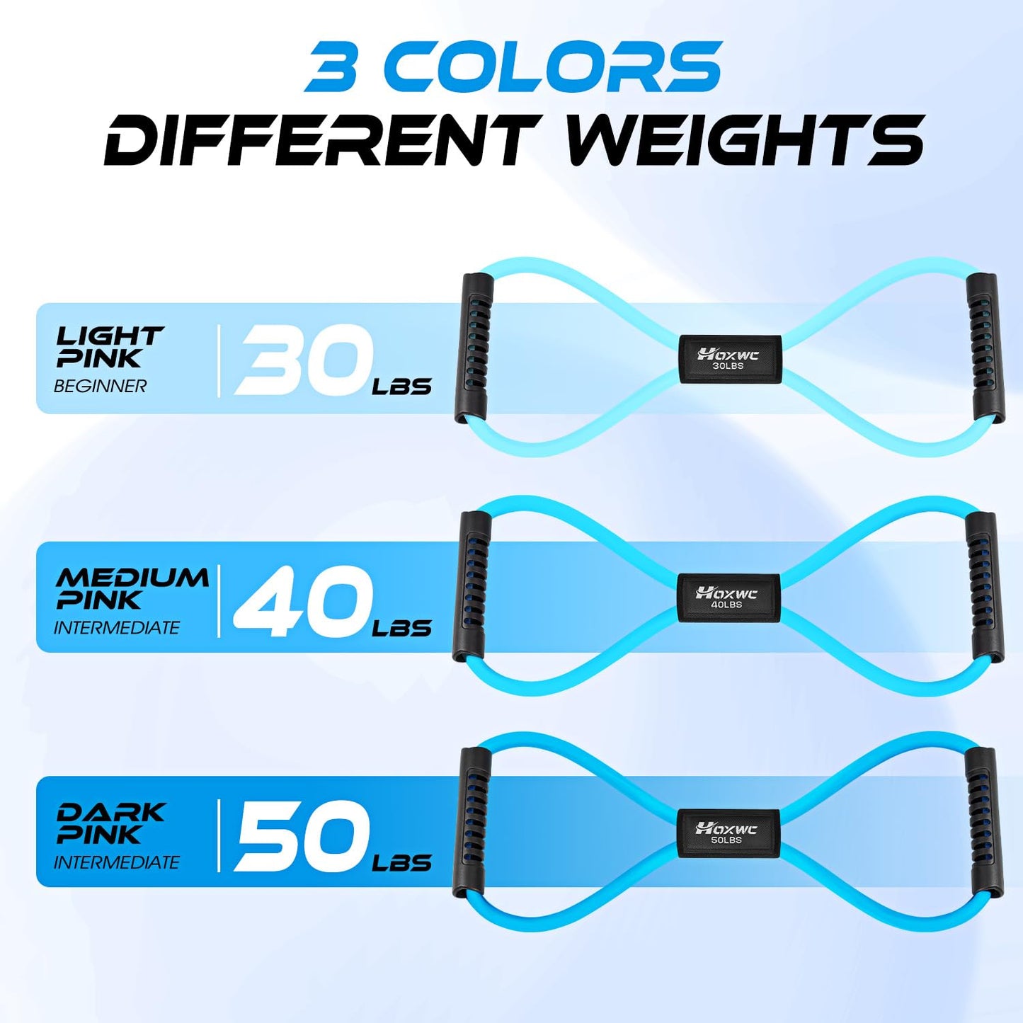 Resistance Bands, Figure 8 Resistance Band, Exercise Bands with Handles for Back, Workout Bands for Arms, Shoulder, Leg, Physical Therapy, Pilates, Home Gym Workout Equipment for Women Men