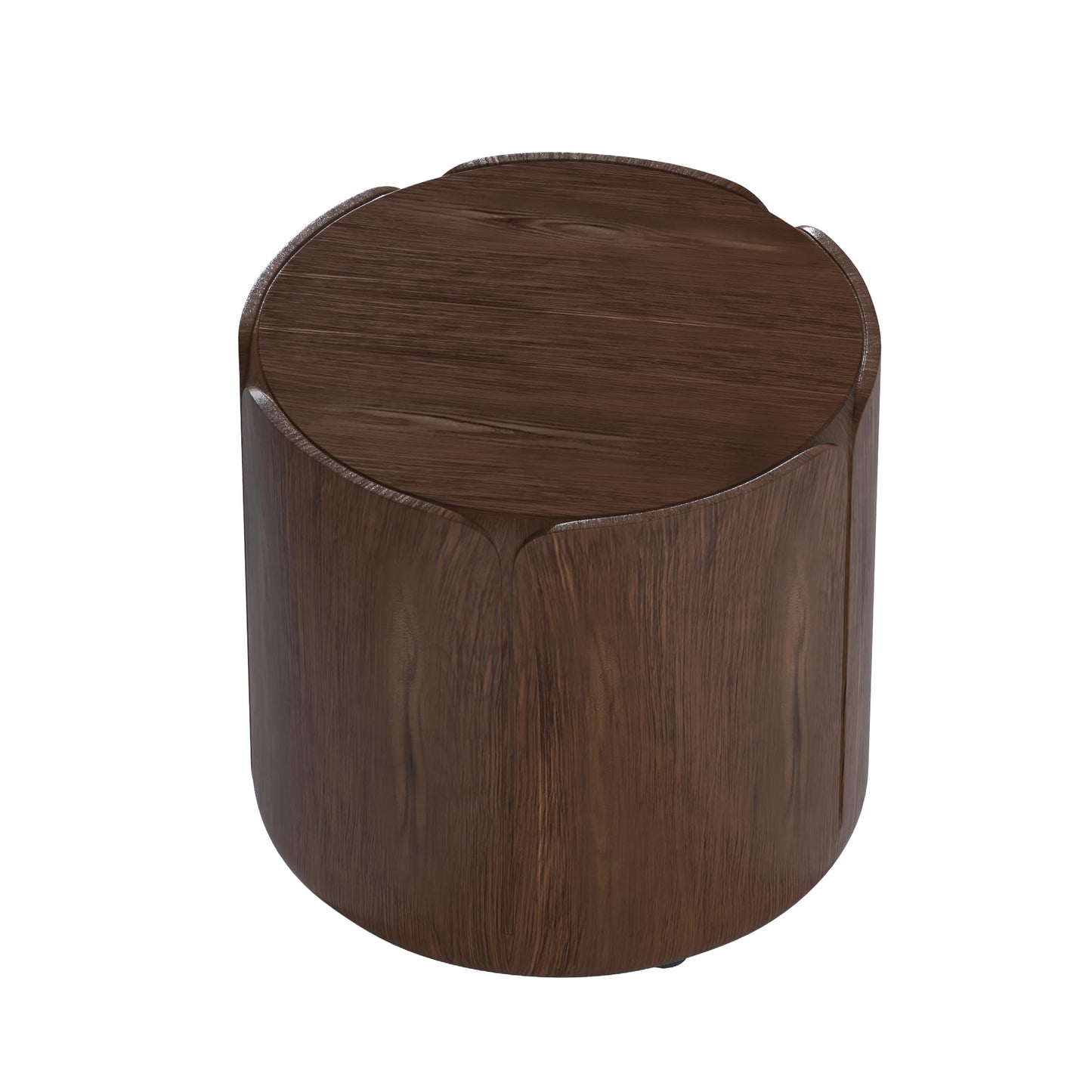 KEIKI Round MGO Outdoor Indoor Coffee Table, Mid Century Modern Side Table with Pedestal & Tabletop, Small Waterproof Center Drink End Tables for Patio Garden Living Room, No Assembly Required, Walnut