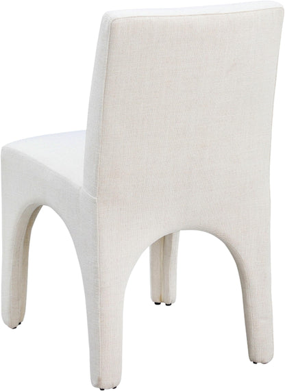 Meridian Furniture 753Beige-C Gramercy Collection Art Deco Dining Chair with Rich Beige Linen Textured Fabric with Weave, Arched Iron Inner Frame, 18.5" W x 23.5" D x 33" H, Beige, Set of 2