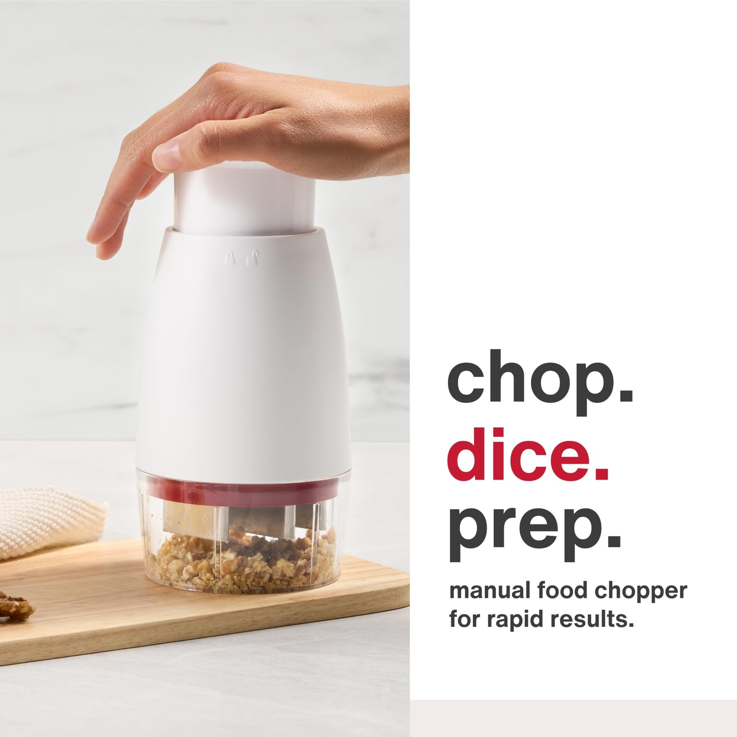 Zyliss Zick Zick Classic Food Chopper - Manual Food Chopper - Onion, Tomato & Vegetable Cutter - Stainless Steel & Dishwasher Safe Food Dicer - White, 9"- Zick Zick 2.0