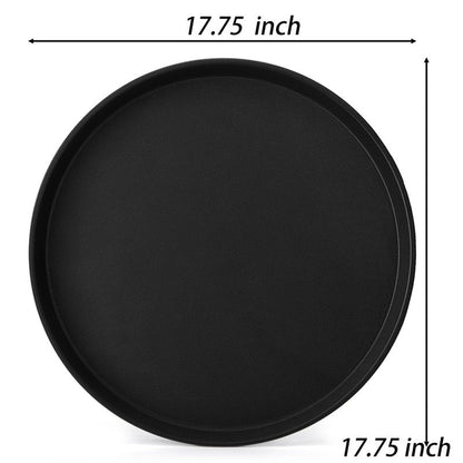 TOPZEA 3 Pack Large Restaurant Serving Tray, 18 Inch Plastic Black Round Server Tray, Non-Slip Rubber Lined Bar Drink Trays Cafeteria Buffet Food Service Trays for Coffee Table, Kitchen, Party