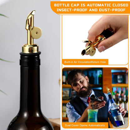 24pc Blulu Olive Oil Spout Stainless Steel Weighted Bulk Self-Closing Bottle Pourers for Wine Syrup Home Bar