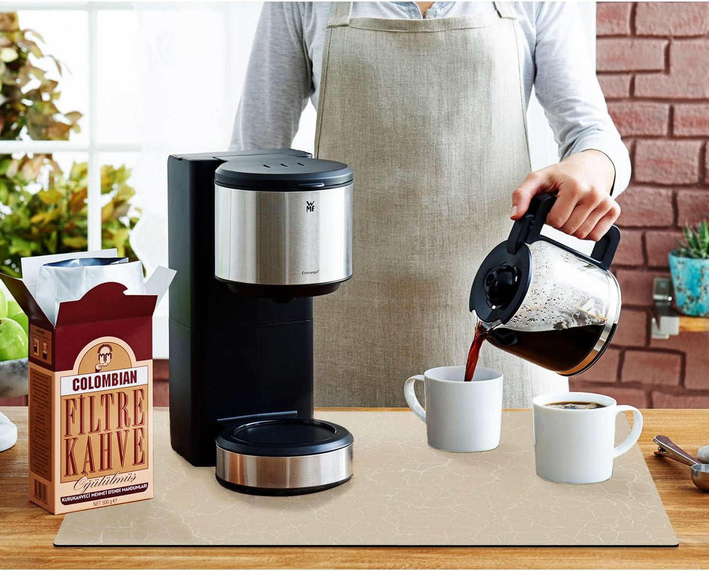 Coffee Maker Mat for Countertops - 19"x12" Rubber Backed Table Mat Under Appliance, Kitchen Counter Coffee Dish Drying