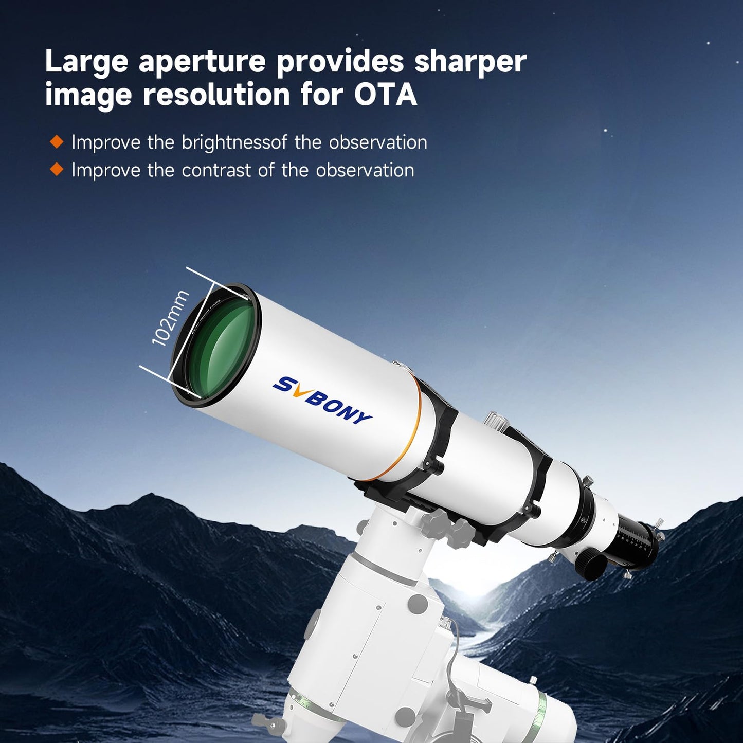 SVBONY SV503 Telescope for Adults High Powered, 102mm F7 Extra Low Dispersion Achromatic Refractor OTA, Dual-Speed Focuser, Refractor Telescope for Planets Deep Sky Astrophotography&Visual Observation