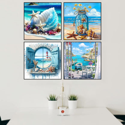 Axquilon 4 Pack Summer Diamond Art Kits for Adults - Diamond Painting Kits for Adults Beginner, DIY 5D Full Drill Gem Art for Home Wall Decor 12x12 inch