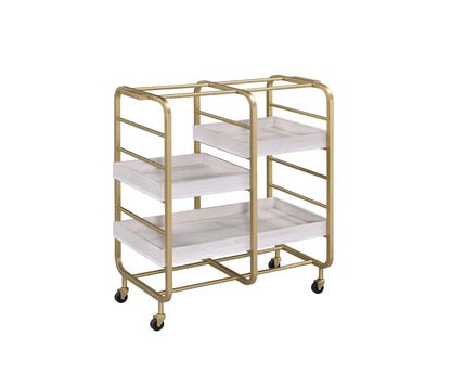 Gold & White Washed Finish Serving Cart