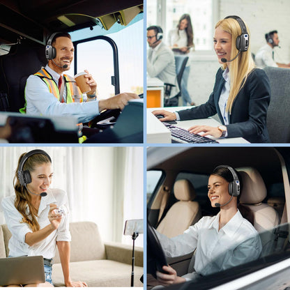 BRAMMAR Trucker Bluetooth Headset with AI Noise Cancellation Microphone, Trucker Headset with 65Hrs Talk Time & Mute Button, Multipoint Connection, Bluetooth Headsets Fit for Truck Drivers/Cell Phones