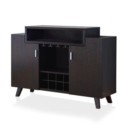 HOMES: Inside + Out Smithvale Mid-Century 5 Shelves Wood 48 in. Wine Storage Buffet, Sideboard with Stemware Rack for Dining Room, Kitchen, Cappuccino Brown