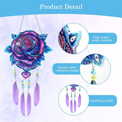 EEEKit 2PCS Diamond Painting Suncatcher Kit, Hanging Diamond Art Painting Suncatcher, DIY Crystal Art Wind Chime for Home Wall Window Decor