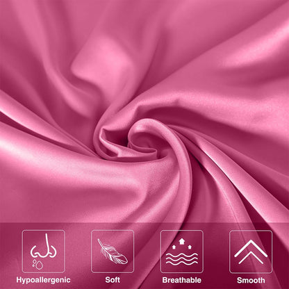 Mulberry Silk Pillow Cases - Ultra Smooth & Breathable Cooling Satin | Standard Size 20x26 Inches (Berry Red)