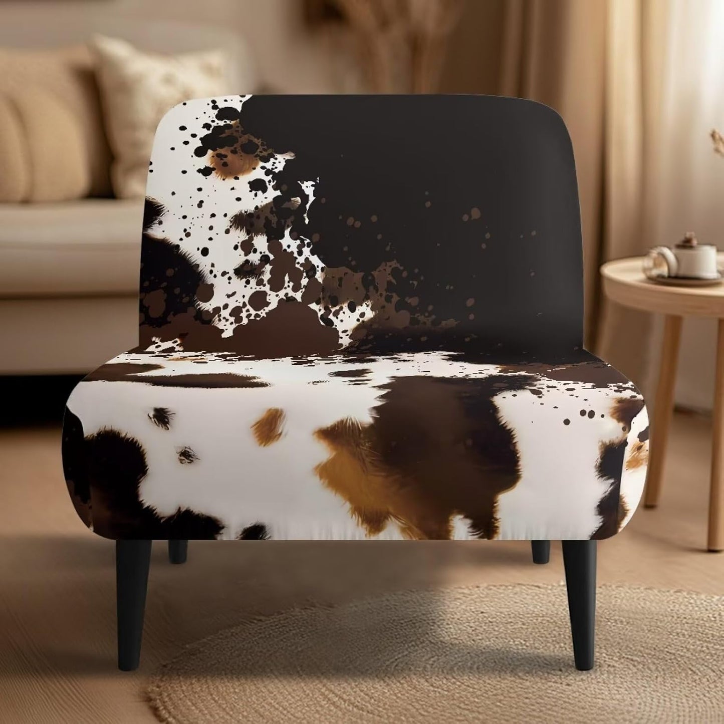 Generic Armless Armless Armless Stretch Chair Slipcovers Cow Print Accent Chair Covers Removable Non-Slip Couch Cover