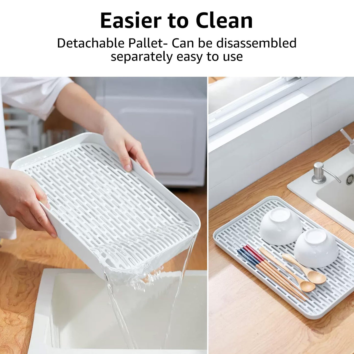 CYEAH 2-Tier Cups Mugs Drying Rack with Removable Drain Tray, Multi-Functional Storage Organizer Shelf, Kitchen Countertop Tray for Water Coffee Glass Cup Bowls Food and Seasoning Jar Holder