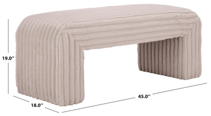 SAFAVIEH Home Collection - Arihana Curved Waterfall Bench, Beige Upholstered Seating (BCH6405A)