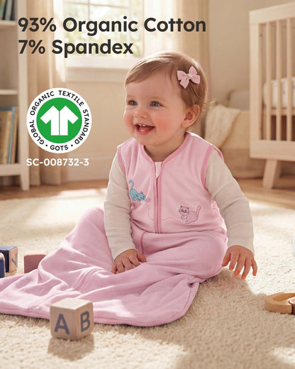 Yoofoss Baby Sleep Sack - 100% Organic Cotton Wearable Blanket | 0-6 Months, 2-Way Zipper, 3 Pack