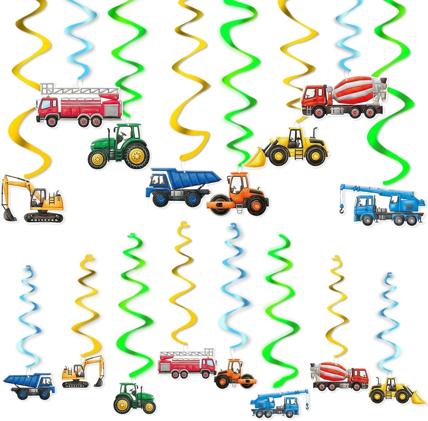 '-24 WERNNSAI Construction Hanging Swirls PCS Construction Party Decorations Construction Zone Party Ceiling Swirls Dump