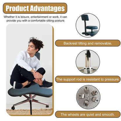 Office Chair Cross Legged Chair，Cross Leg Ergonomic Chair with Back Support, Adjustable Kneeling Chair for Computer Workers & Yoga Lovers, Chair Stool for Meditation(Black)