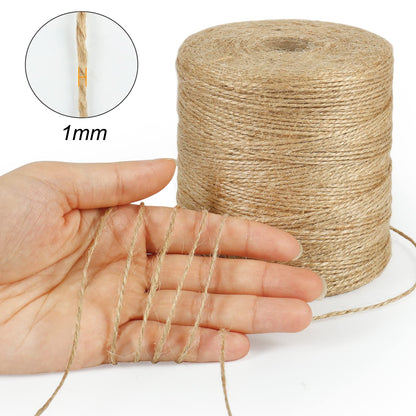 Tenn Well 1500 Feet Natural Jute Twine, 1mm Thin Brown Twine String for Crafts, Crocheting, Gift Wrapping, Gardening and Christmas Decorations