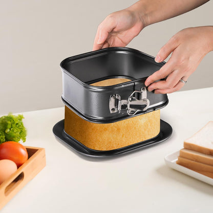 SOUJOY Set of 2 Springform Cake Pan, Non-stick Square Cheesecake Pan with Removable Bottom