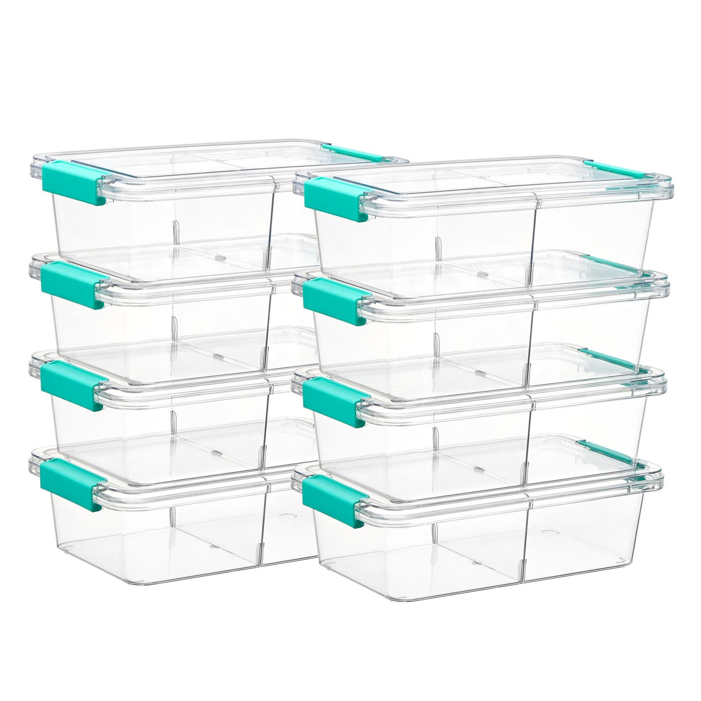 Vtopmart 8 Pack 1.5Qt Clear Pencil Box with Removable Divider, Plastic Pencil Case Crayon Box, Stackable Storage Containers with Lid for Pen, Art Craft, Back to School Teacher Supplies