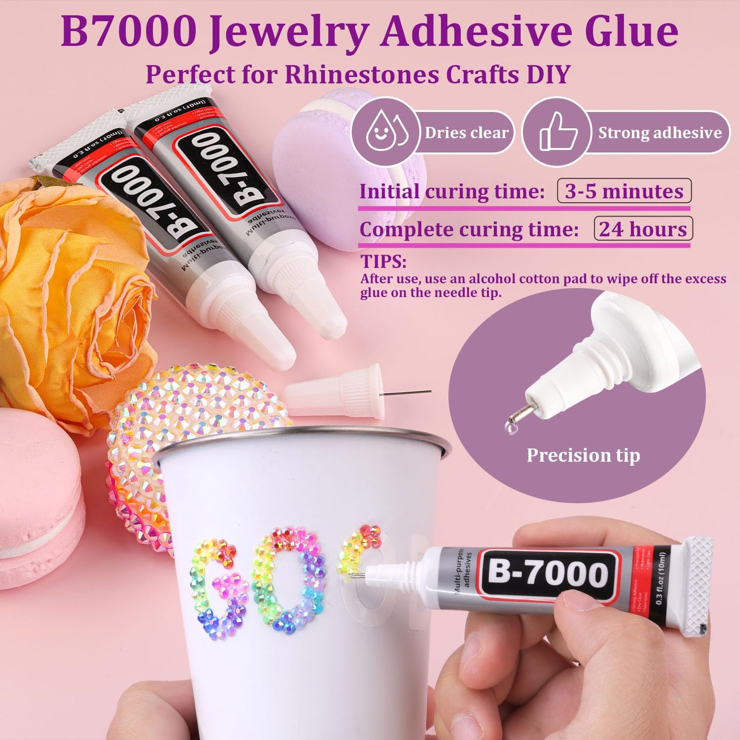 5200Pcs Resin Jelly Rhinestones for Crafting, Mixed-Color 5mm Flatback Gems, Bedazzling Crystal with 3Pcs 10ml B7000 Jewelry Glue for DIY Crafts Clothing Tumblers Shoes Nail Art