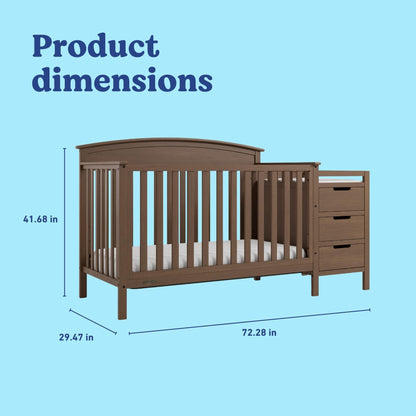 Graco Benton 4-in-1 Convertible Crib and Changer – GREENGUARD Gold Certified, Crib & Changing Table Combo, Water-Resistant Changing Pad, Converts to Toddler Bed, Daybed and Full-Size Bed (Hazelnut)