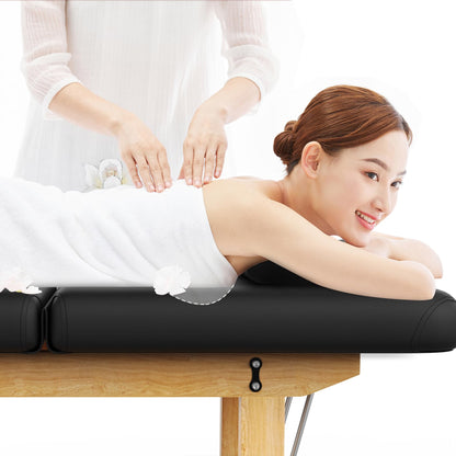Wood Wide Stationary Massage Table for Treatment Table Physical Therapy Table Spa Facial Bed, PU Leather 31.5'' Wide 75'' Long Heavy Duty Professional Stationary Massage Bed - Black, 6-Legged