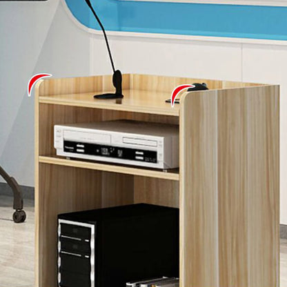 Lectern Podium Stand, Podium,Standing Desk Host Stage Speaking Reading Table for Classroom with Wire Hole, Apply to Conference Auditorium/Light Walnut/63x40x110cm