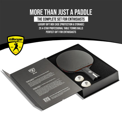 Killerspin Stilo7 SVR Ping Pong Paddle, Performance-Level Table Tennis Racket with Carbon Technology, Memory Book Case, Black